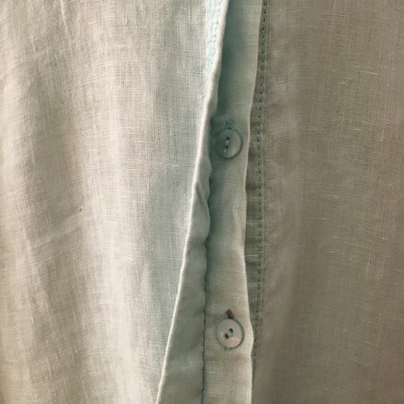 Olsen 100% Linen Pale Blue Button Down Shirt Coastal S - Picture 13 of 16